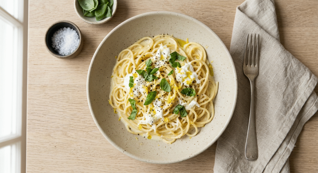 Krämig Citron- och Burratapasta 2